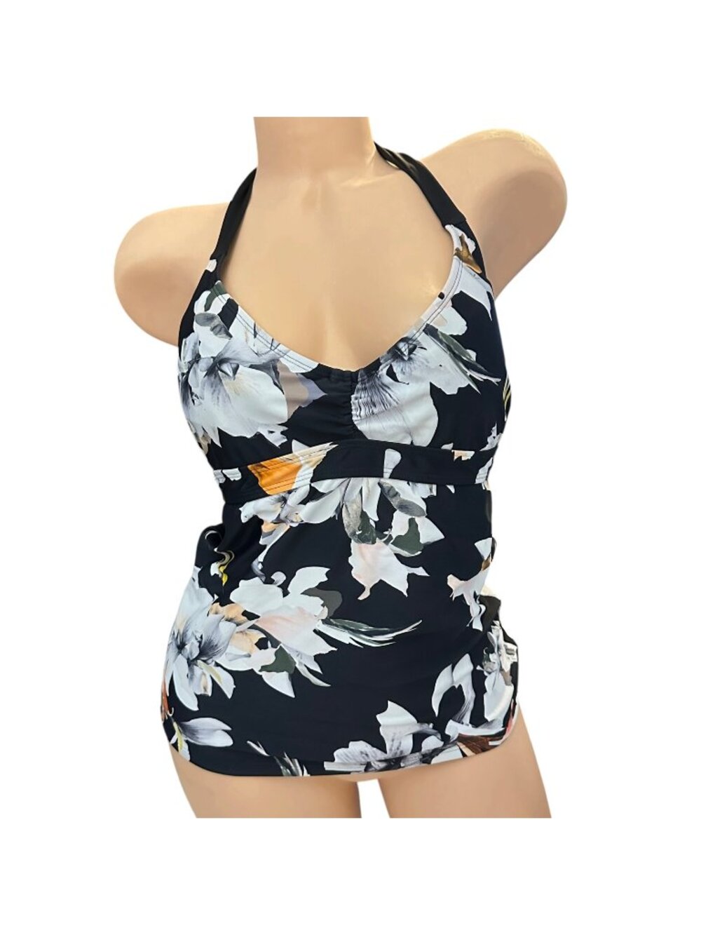 Athleta Floral Halter Tankini Swim Top 32 D/DD